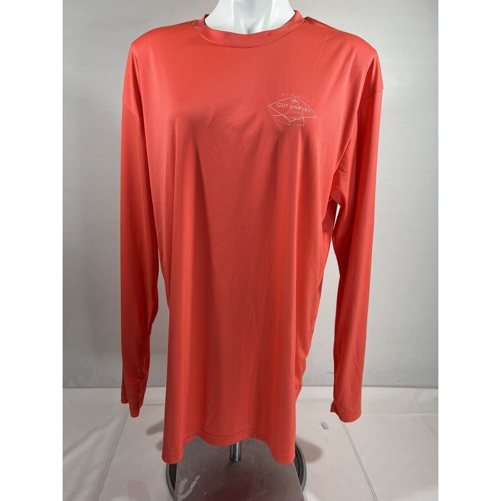 Guy Harvey Mens Long Sleeve Fishing Shirt‎ Medium Coral